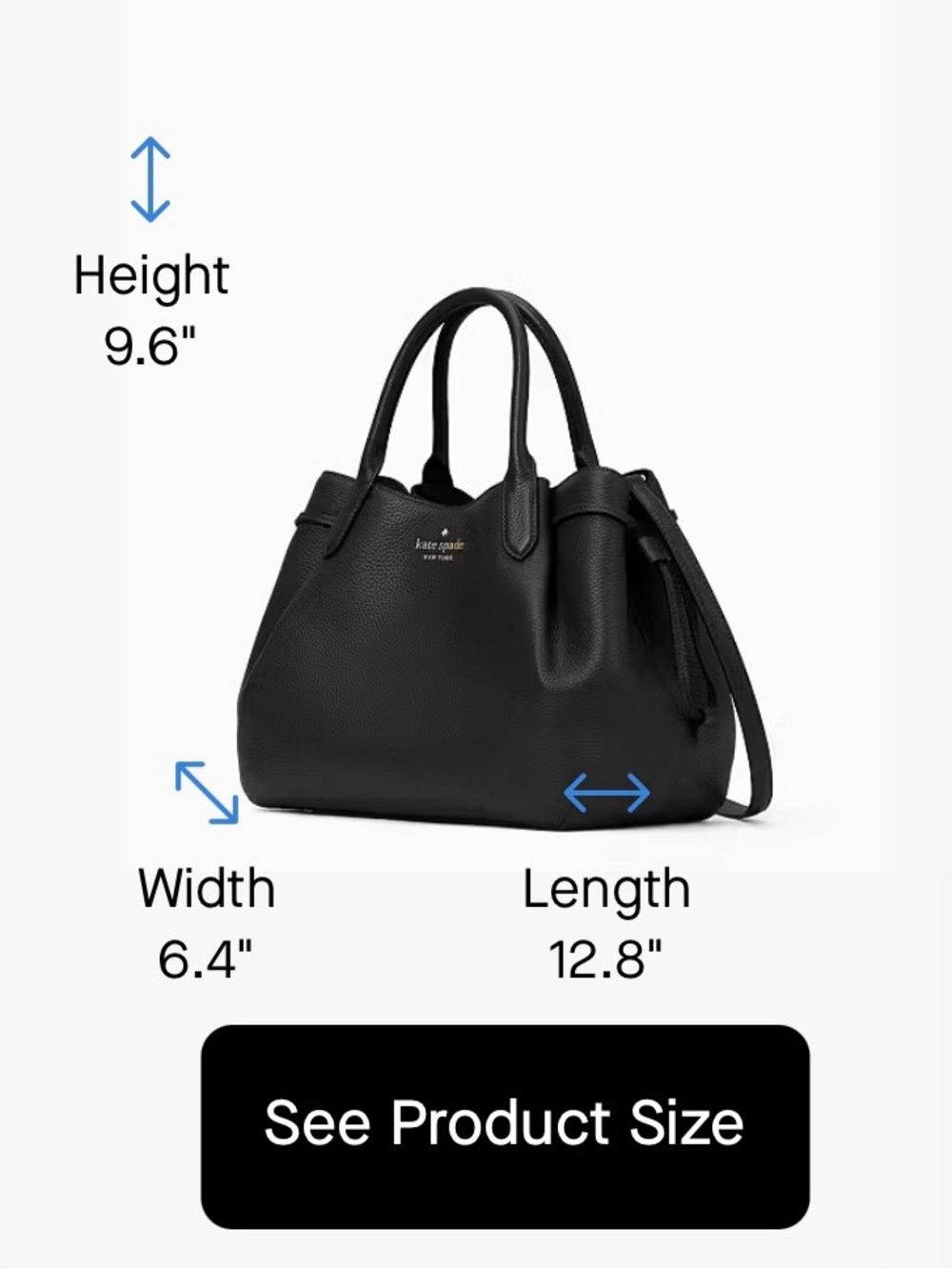 Kate Spade Large Dumpling Satchel. Black Pebbled Leather. NWT. Classic! - Picture 7 of 10